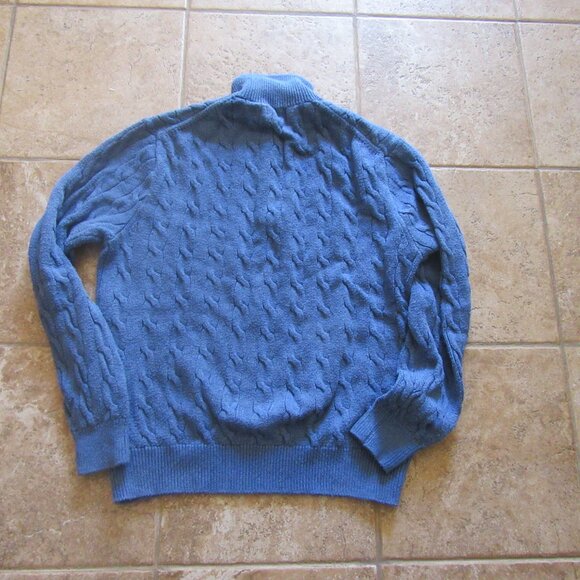 Polo Ralph Lauren 1/4 Zip Cable Knit Sweater Blue Men’s Size Large Cotton - Picture 5 of 5